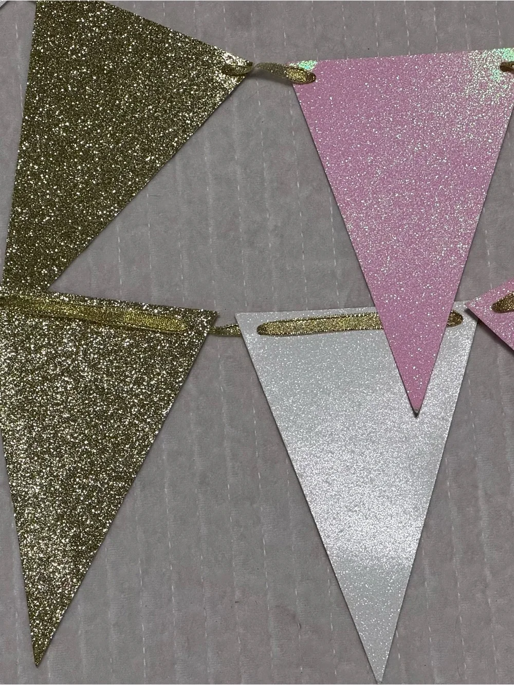 Glitter Triangle Pennant Banner - Pink, Gold & White Party Garland